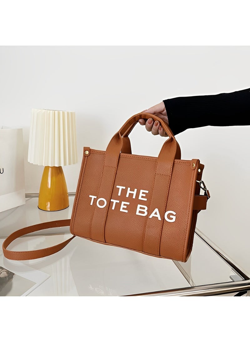 REOCLE Women's Tote Bag with Letter Print Small Satchel Bag Fashion Crossbody Purse Mini Stylish Handbag for Travel & Work & Everyday  - Image 1