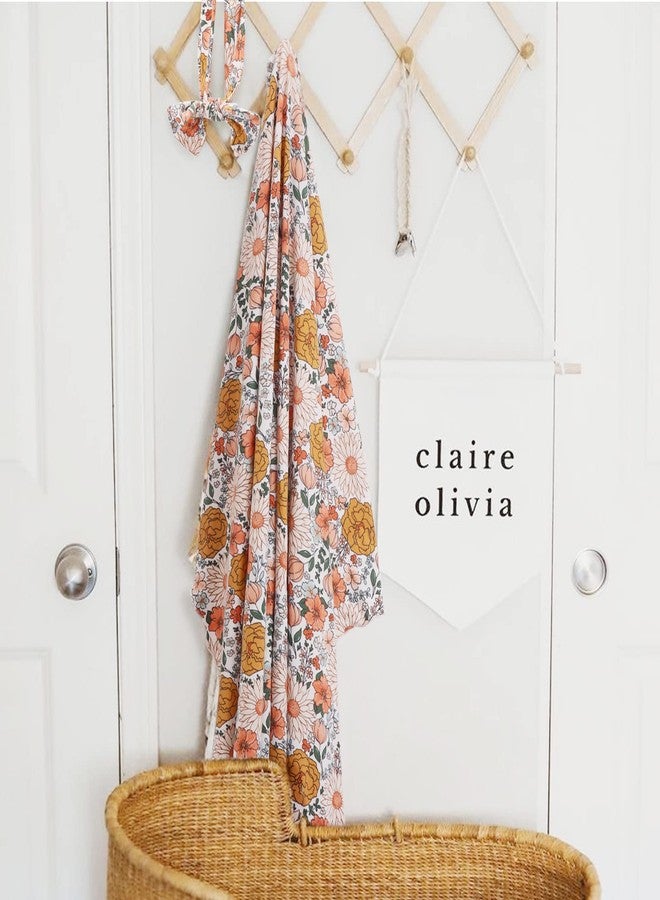 DRESHOW BQUBO Newborn Floral Receiving Blankets Newborn Baby Swaddling with Headband Set Warm Shower Gift - Image 5