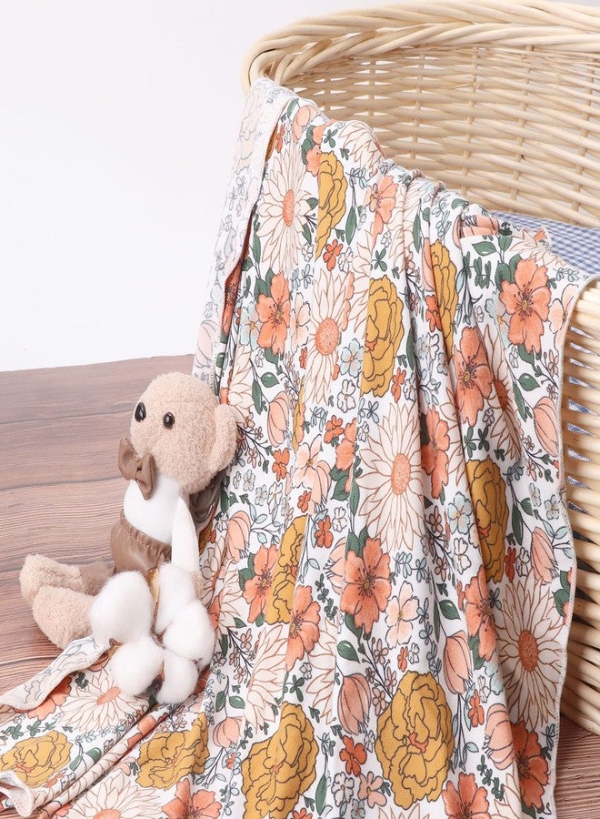 DRESHOW BQUBO Newborn Floral Receiving Blankets Newborn Baby Swaddling with Headband Set Warm Shower Gift - Image 4