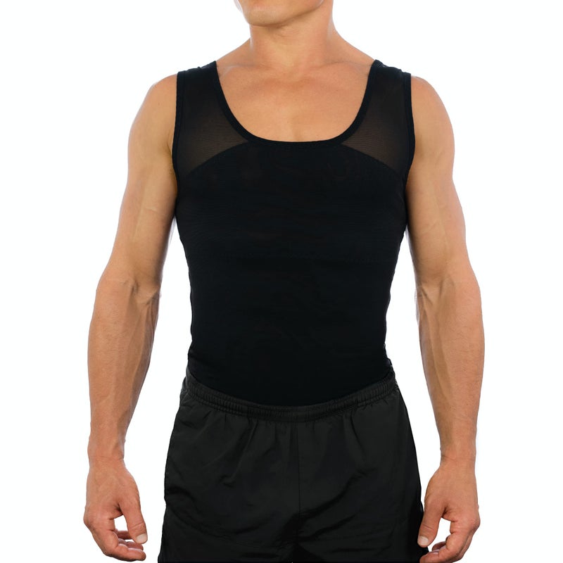 Esteem Apparel قميص ضغط الصدر الأصلي للرجال من Esteem Apparel لإخفاء التثدي - ملابس تشكيل نحيفة (أسود، كبير جداً) - Image 1
