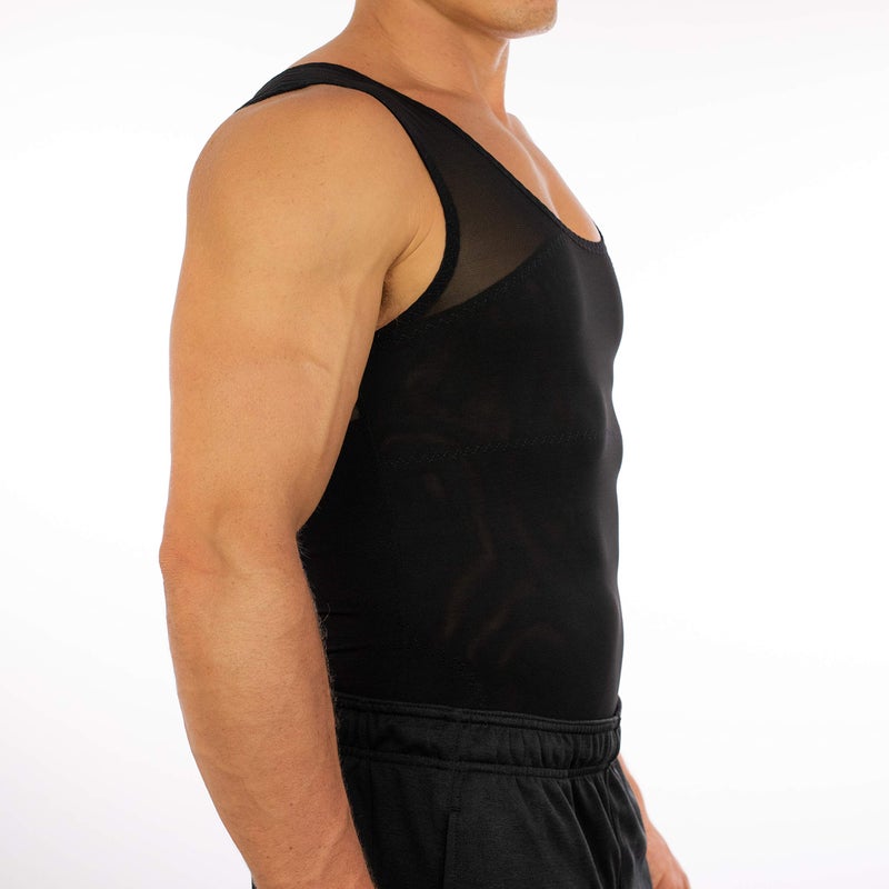 Esteem Apparel قميص ضغط الصدر الأصلي للرجال من Esteem Apparel لإخفاء التثدي - ملابس تشكيل نحيفة (أسود، كبير جداً) - Image 2