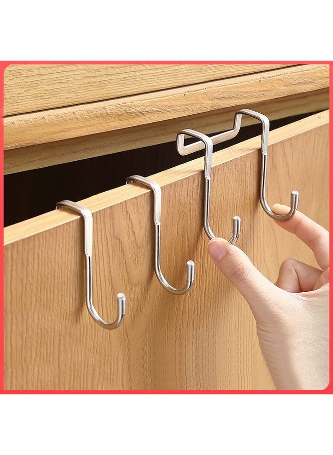 wolpin 2 Pcs Over The Door Hook Hanger Wall Organiser Detachable Hook Rack For Hanging Towel | Clothes Hanger | Multipurpose Stainless Steel Hooks Nail-Free - Image 1