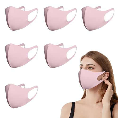Yugan Anti Pollution Reusable and Washable Face Mask for Adult, Unisex, Soft Breathable Oxford Fabric (Pink - 6 Pcs - Adult) - Image 1