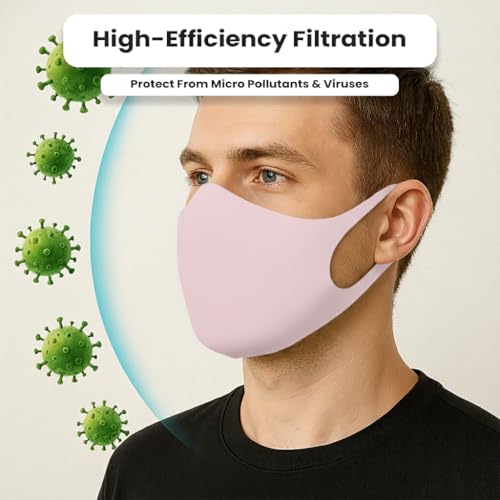 Yugan Anti Pollution Reusable and Washable Face Mask for Adult, Unisex, Soft Breathable Oxford Fabric (Pink - 6 Pcs - Adult) - Image 4