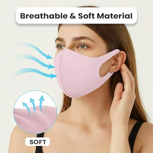 Yugan Anti Pollution Reusable and Washable Face Mask for Adult, Unisex, Soft Breathable Oxford Fabric (Pink - 6 Pcs - Adult) - Image 5