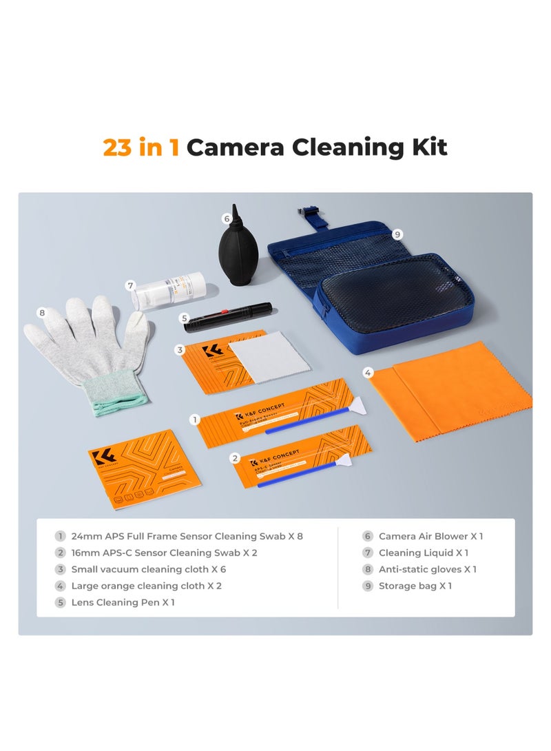K&F Concept KF 1868 K&F Concept 23‑in‑1 Camera & Lens Cleaning Kit – Complete Sensor & Optics Maintenance Set - Image 2