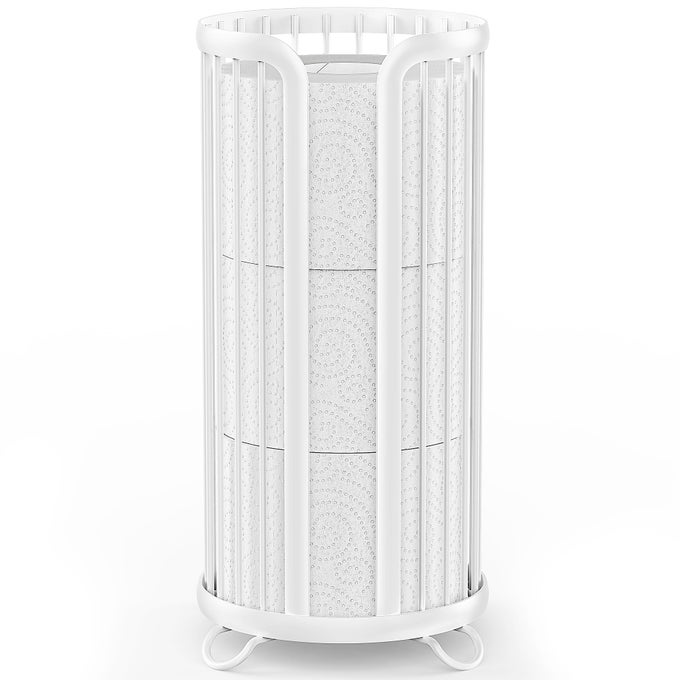 TOILET PAPER HOLDER STAND FREESTANDING TOILET TISSUE ORGANIZER MINIMALISTIC STORAGE SOLUTION RESERVE MEGA ROLLSWHITE