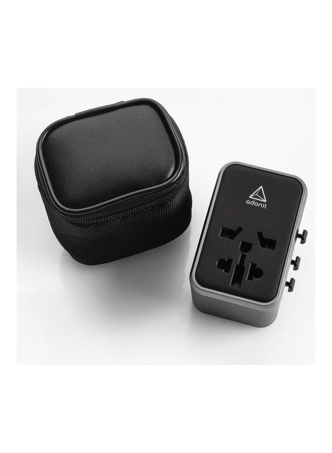 ADONIT Universal Travel Adapter 3C2A - International Wall Charger PD 65W (3 USB-C + 2 USB-A) Black - Image 2