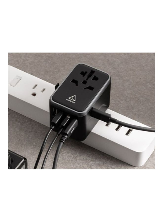 ADONIT Universal Travel Adapter 3C2A - International Wall Charger PD 65W (3 USB-C + 2 USB-A) Black - Image 3