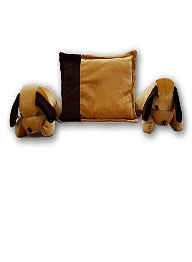 Pinks & Blues Smarty Full Sleeping Baby Bedding Set in Velvet with 2 Side Pillows in a Shape of Puppies (Camel Choclate) (0-48 Months) - Image 4