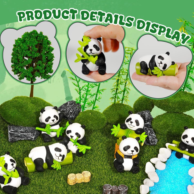 Exasinine Panda Figurines Set Cardboard Diorama Kit Diorama Project Supplies Display for DIY School Projects Birthday Gifts Decorations - Image 5