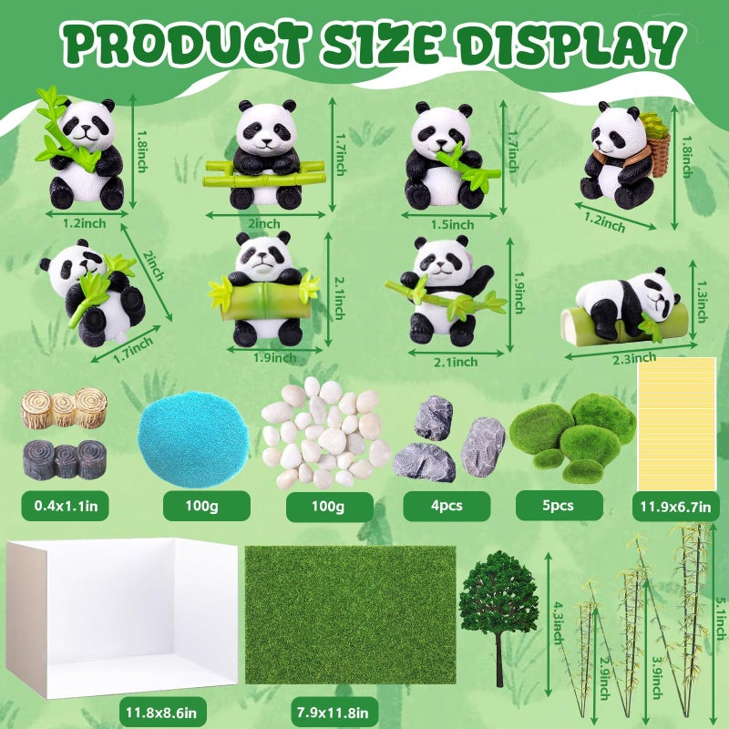 Exasinine Panda Figurines Set Cardboard Diorama Kit Diorama Project Supplies Display for DIY School Projects Birthday Gifts Decorations - Image 2