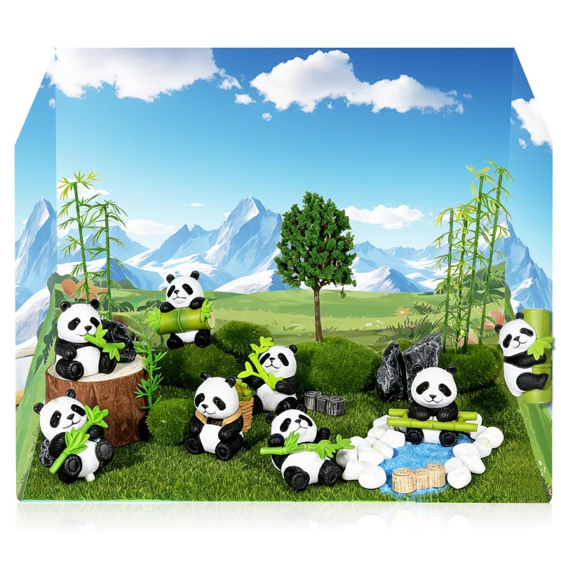 Exasinine Panda Figurines Set Cardboard Diorama Kit Diorama Project Supplies Display for DIY School Projects Birthday Gifts Decorations - Image 1