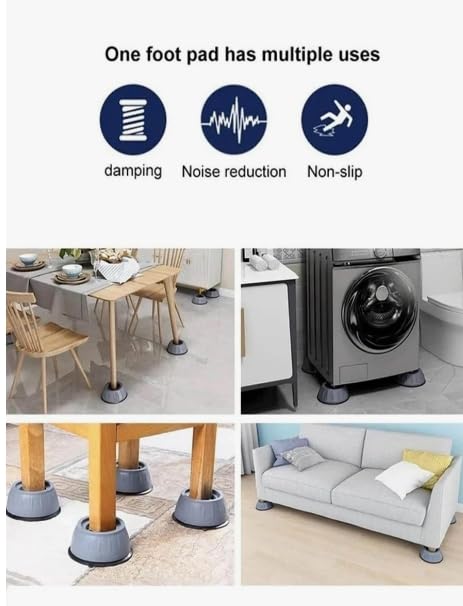 Washing Machine Anti-Vibration Pads Protects Laundry Room Reduces Shaking 4 Pice Washing Machine Door Seal (Anti Vibration Pads)  - Image 3