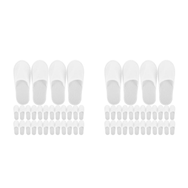 56 Pairs Hotel Slippers - Disposable Spa Slippers for Guests Non for Travel Shoeless Home and Indoor Spa Use Unisex White - Image 1