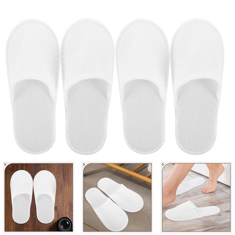 56 Pairs Hotel Slippers - Disposable Spa Slippers for Guests Non for Travel Shoeless Home and Indoor Spa Use Unisex White - Image 2