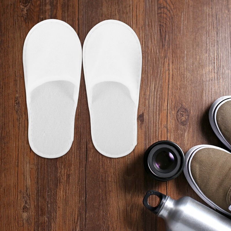 56 Pairs Hotel Slippers - Disposable Spa Slippers for Guests Non for Travel Shoeless Home and Indoor Spa Use Unisex White - Image 4