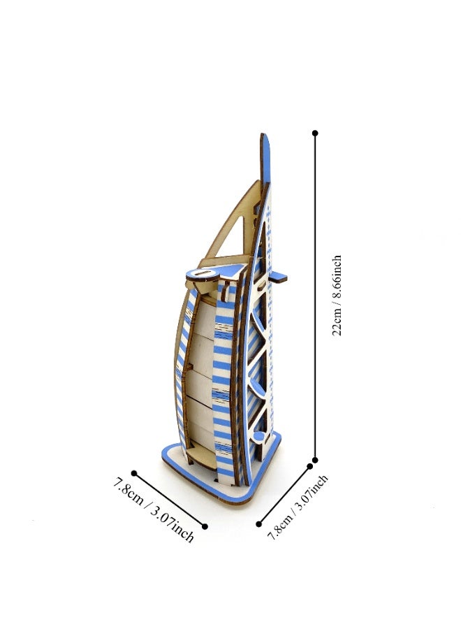 3D Wooden Puzzle Crafts Kits, Dubai Hotel Model Jigsaw Puzzle, DIY Educational Brain Teaser Puzzles for Boys and Girls for Creative Holiday Gift - Image 1