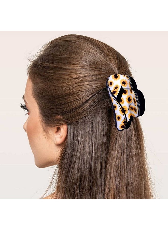 PHALIN - 4/6Pcs Western Hair Claw Clip For Women Cowgirl Hat Boot Large Hair Clips Nonslip Leopard Sunflower Hair Jaw Clamps For Thick Thin Hair (4Pcs A) - Image 1