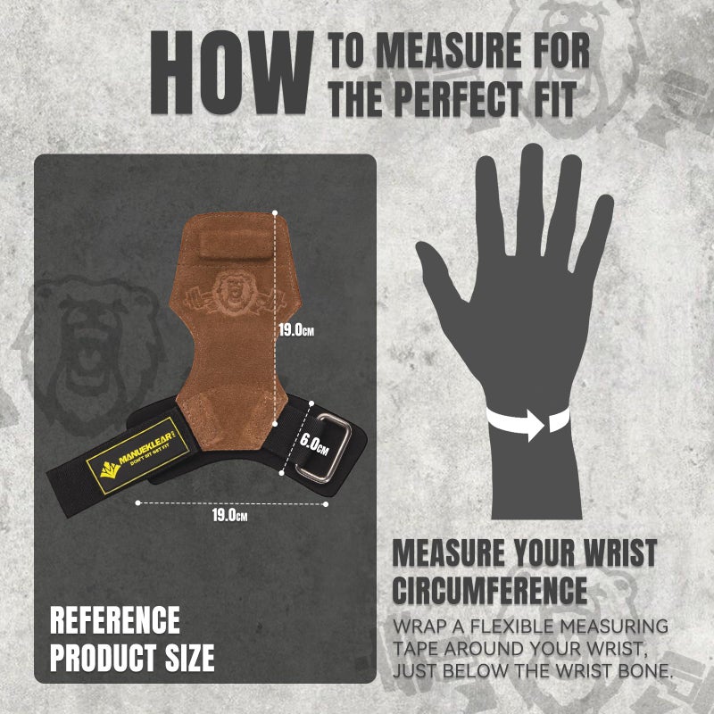 M MANUEKLEAR MANUEKLEAR Gym Straps, Double Leather Lifting Straps for Men Deadlift with Cushion Wrist Loop, Gym Lifting Wrist Wraps for Weightlifting - Image 5