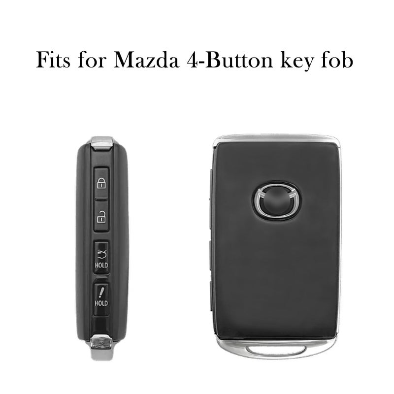 TANDRIVE Key Fob Cover Compatible with 2026 2025-2019 Mazda CX-5 CX-30 CX-50 CX70 CX90 3 6 CX-9 MX-5 Miata, Silicone, 4-Button, 2-Pack, Black and Black - Image 2