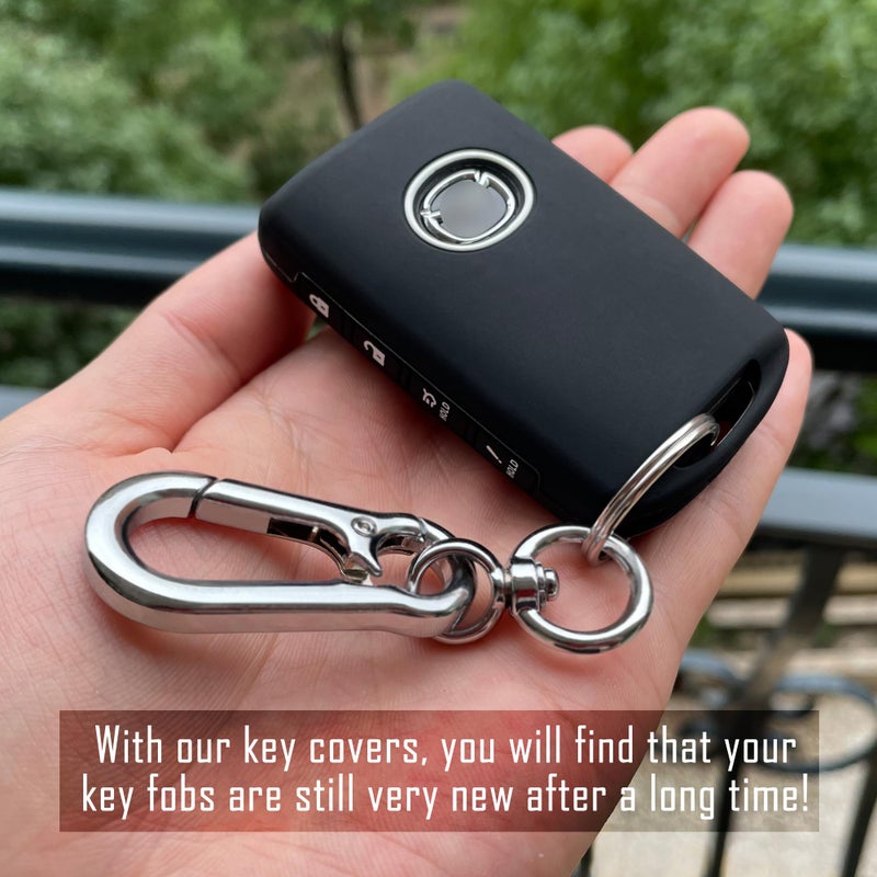TANDRIVE Key Fob Cover Compatible with 2026 2025-2019 Mazda CX-5 CX-30 CX-50 CX70 CX90 3 6 CX-9 MX-5 Miata, Silicone, 4-Button, 2-Pack, Black and Black - Image 3