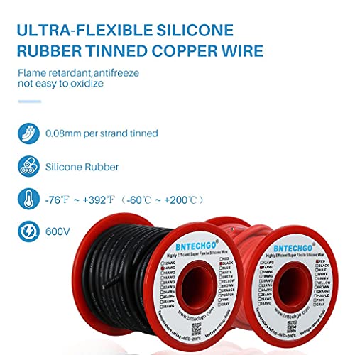 BNTECHGO 14 Gauge Silicone Wire Spool red and Black Each 40ft Flexible 14 AWG Stranded Tinned Copper Wire - Image 3