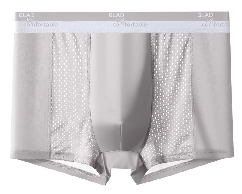 New Mens Boxer Briefs Cool Ice Silk Breathable Antimicrobial light gray  - Image 1