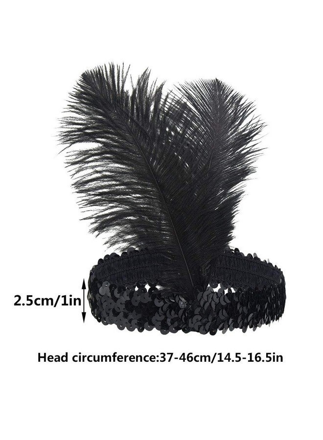 تونج كلاود عصابة رأس من تونغ كلاود، 12 قطعة، من أزياء فلابر من عشرينيات القرن العشرين، غطاء رأس من فلابر للنساء، غطاء رأس من الريش الأسود، إكسسوار شعر من جريت غاتسبي من عشرينيات القرن العشرين، غطاء رأس عتيق لحفلات ذات طابع غاتسبي (أسود) - Image 3