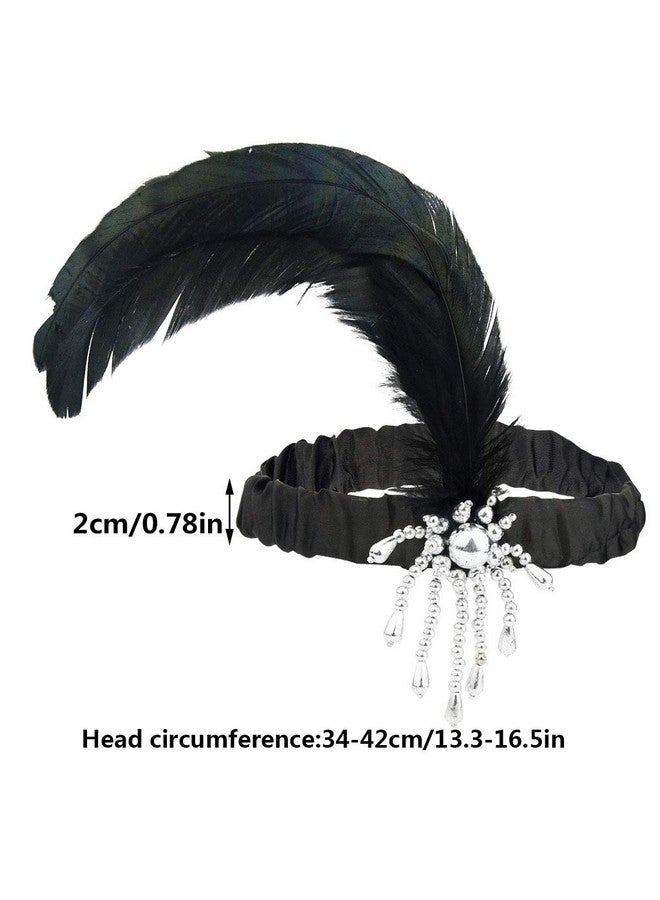 تونج كلاود عصابة رأس من تونغ كلاود، 12 قطعة، من أزياء فلابر من عشرينيات القرن العشرين، غطاء رأس من فلابر للنساء، غطاء رأس من الريش الأسود، إكسسوار شعر من جريت غاتسبي من عشرينيات القرن العشرين، غطاء رأس عتيق لحفلات ذات طابع غاتسبي (أسود) - Image 2