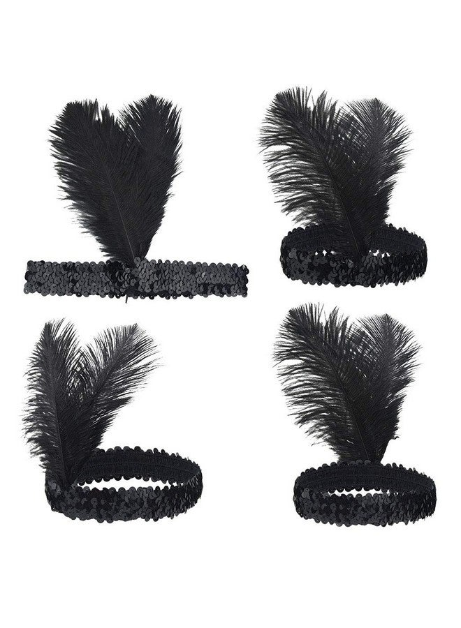 تونج كلاود عصابة رأس من تونغ كلاود، 12 قطعة، من أزياء فلابر من عشرينيات القرن العشرين، غطاء رأس من فلابر للنساء، غطاء رأس من الريش الأسود، إكسسوار شعر من جريت غاتسبي من عشرينيات القرن العشرين، غطاء رأس عتيق لحفلات ذات طابع غاتسبي (أسود) - Image 4