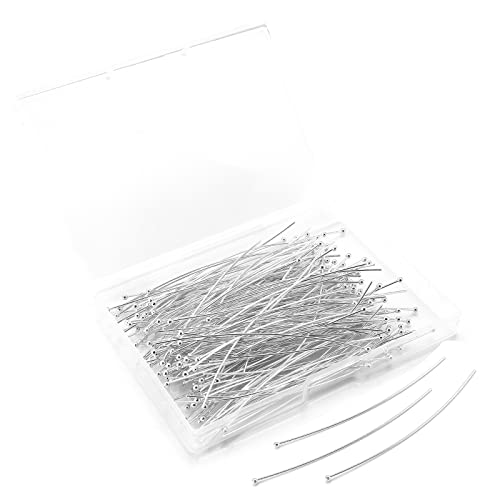 Yumttero 200 Pcs 70mm276 Inch 21 Gauge Straight Ball Pins for Craft Earring Bracelet Necklace Pendant DIY Jewelry Making Silver Color
