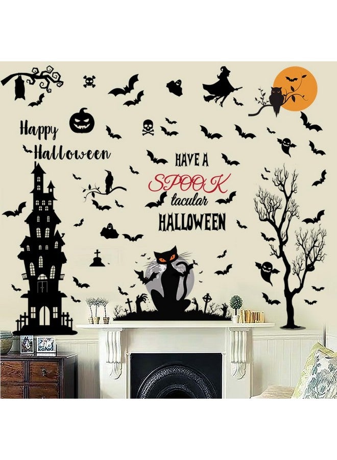 Casa Decor Halloween Wall Decals - Tall Ancient Castle Bats Decor for Home, Window, Kids Room, Nursery - Party Supplies - Image 2
