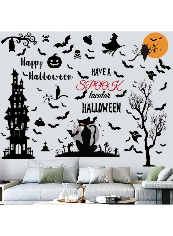 Casa Decor Halloween Wall Decals - Tall Ancient Castle Bats Decor for Home, Window, Kids Room, Nursery - Party Supplies - Image 1