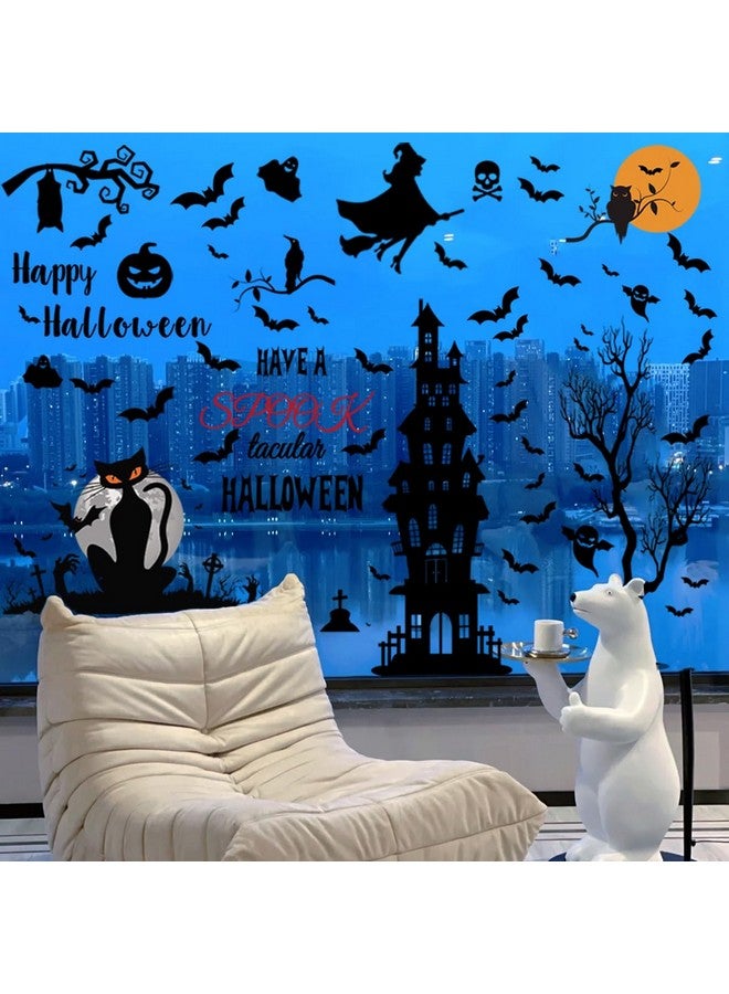 Casa Decor Halloween Wall Decals - Tall Ancient Castle Bats Decor for Home, Window, Kids Room, Nursery - Party Supplies - Image 5