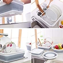 WENGTY Silicone Drainer Basket Collapsible Kitchen Colander Drain Basket Kitchen - Image 3