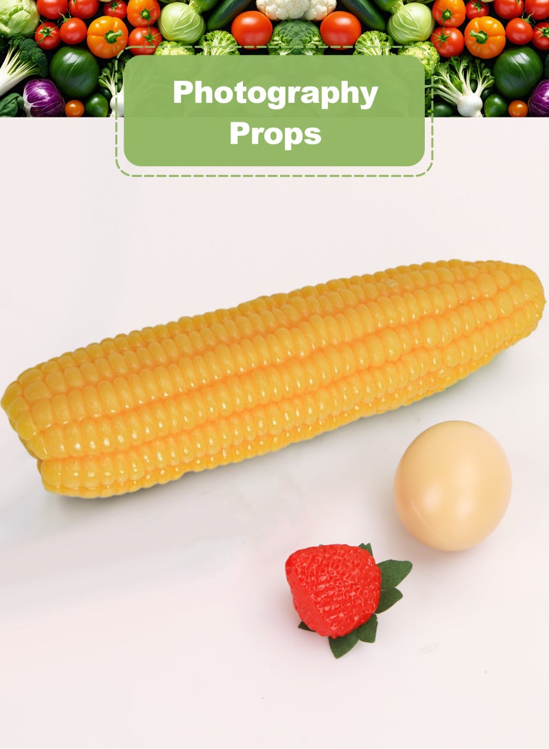 HomarKet 3 Pieces Artificial Vegetables Simulation Corn Eggs and Strawberry, Novelty Fake Vegetables Decoration PU Food Set Artificial Vegetables for Home Kitchen Party Decorations Ornaments Photo Props Table Display  - Image 4