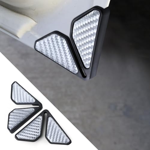 Wogomz 2PCS Carbon Fiber Auto Door Edge Guards Universal Car Door Corner Protectors AntiCollision PVC Silver - Image 1