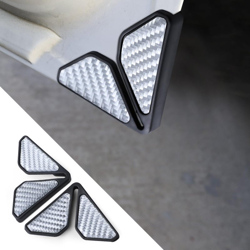 Wogomz 2PCS Carbon Fiber Auto Door Edge Guards Universal Car Door Corner Protectors AntiCollision PVC Silver - Image 3