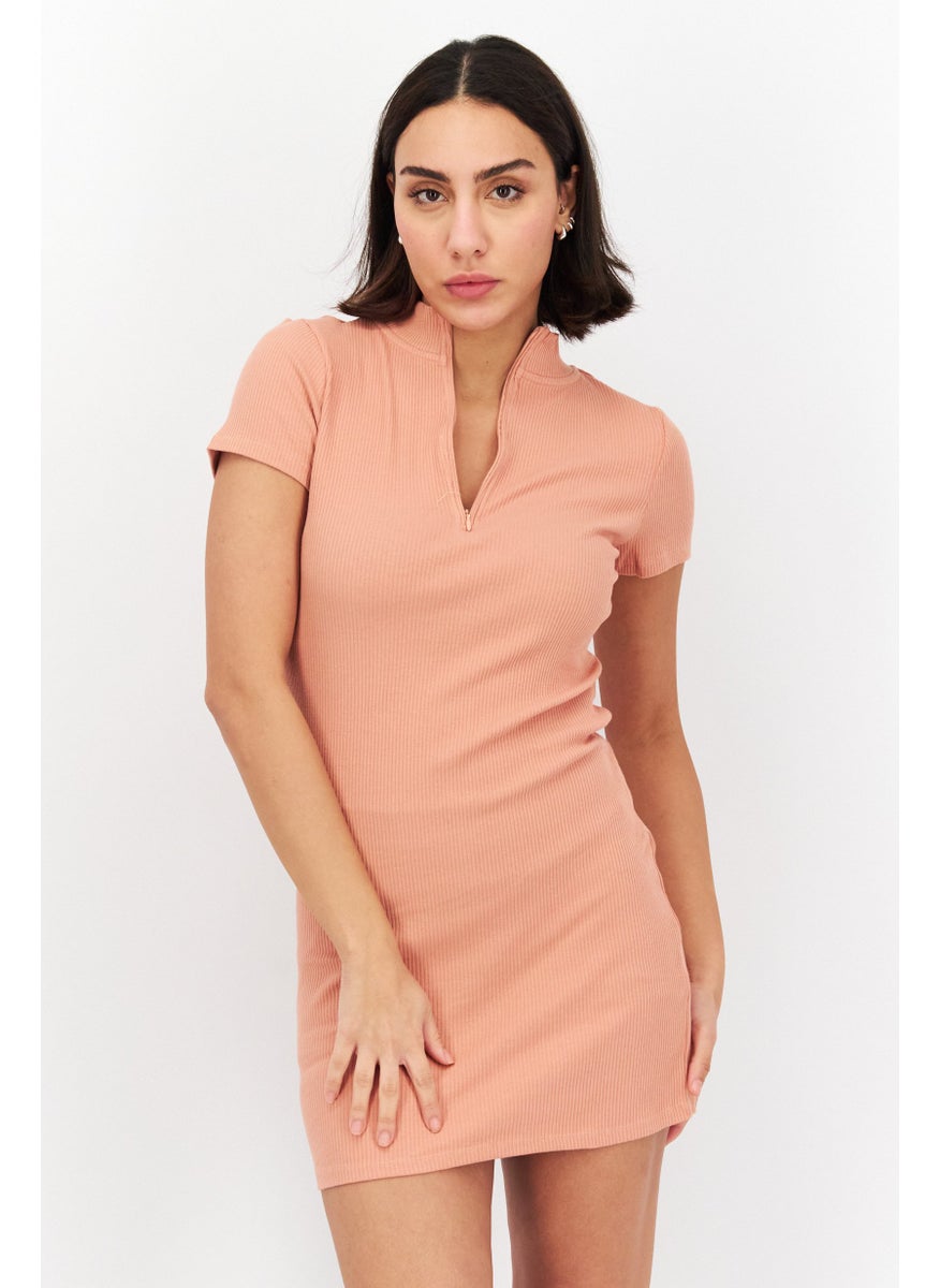 Cotton On Women Ribbed Mini Dress, Pink  - Image 1