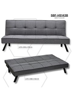 مفروشات صابر واخوانه (ذ.م.م) SBF 3-Seater Fabric Sofa Bed with Tufted Design, Sturdy Metal Legs, Convertible Futon for Living Room or Guest Room, Grey  - Image 4
