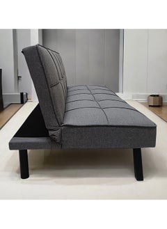 مفروشات صابر واخوانه (ذ.م.م) SBF 3-Seater Fabric Sofa Bed with Tufted Design, Sturdy Metal Legs, Convertible Futon for Living Room or Guest Room, Grey  - Image 5