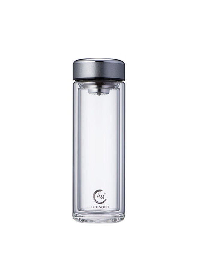 Heenoor Antibacterial Double-layer Insulated Glass Cup For Men High-end Office Car Tea Brewing Cup Xn-1938 Gray 390ml - Image 2