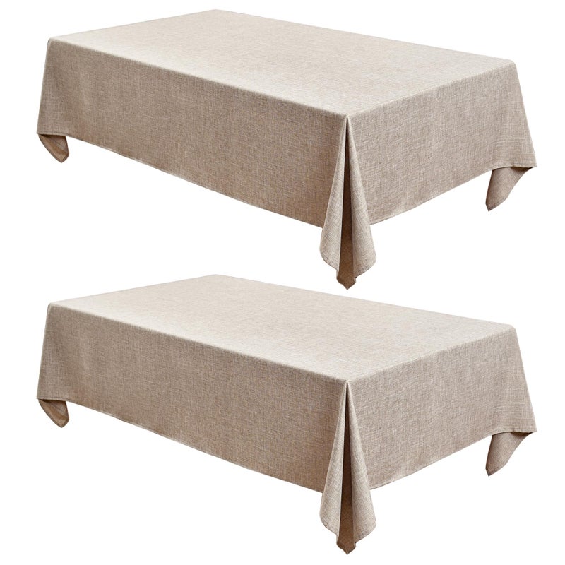 Fitable Linen Textured Tablecloths 2 Pack Faux Burlap Rectangle Table Clothes for 6 Foot Tables Rustic Table Covers for Buffet Banquet Kitchen Dining Party Farmhouse Nature 54 x 108 Inch