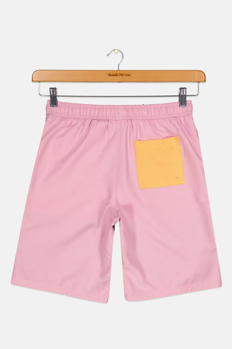 Reebok Kids Boy Brand Logo Swimwear Board Shorts, Pink - Image 2