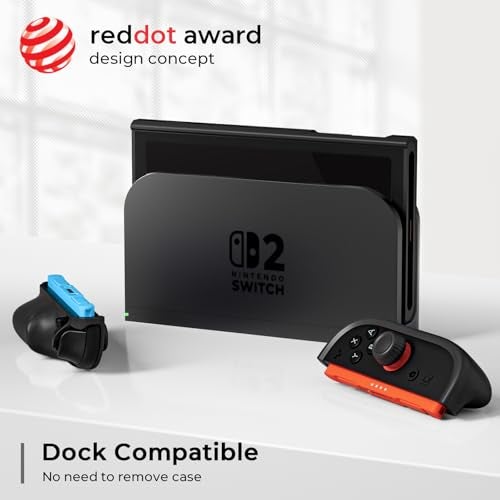COOWPS P2 Dockable Split Protective Case for Nintendo Switch 2, with Comfort Non-Slip Ergonomic Grip, Magnetic Ring Design & Stable Kickstand, Hard Shell Military-Grade Protection Switch 2 Grip Cover - Image 4