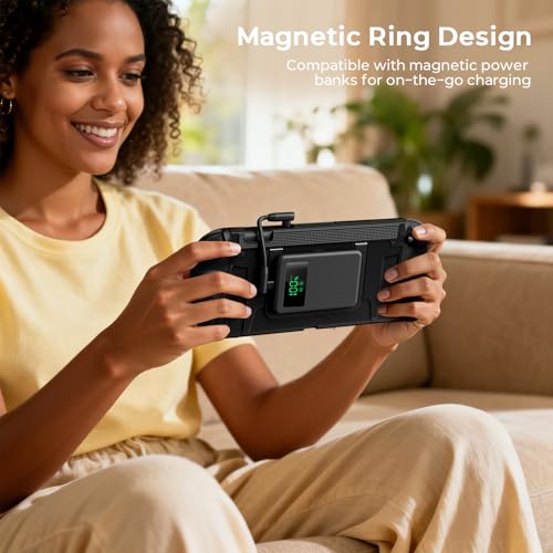 COOWPS P2 Dockable Split Protective Case for Nintendo Switch 2, with Comfort Non-Slip Ergonomic Grip, Magnetic Ring Design & Stable Kickstand, Hard Shell Military-Grade Protection Switch 2 Grip Cover - Image 3