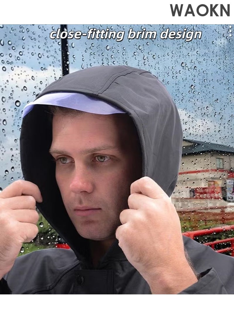 WAOKN Rain Suit Jacket Raincoat ,Hooded Rain Poncho ,Lightweight Emergency Jacket Rainwear for Men and Women Outdoor All-Sport Waterproof Breathable Anti-storm,Featuring a reflective strip design,a full body protective raincoat,black,WEIGHT(60-70KG). - Image 5