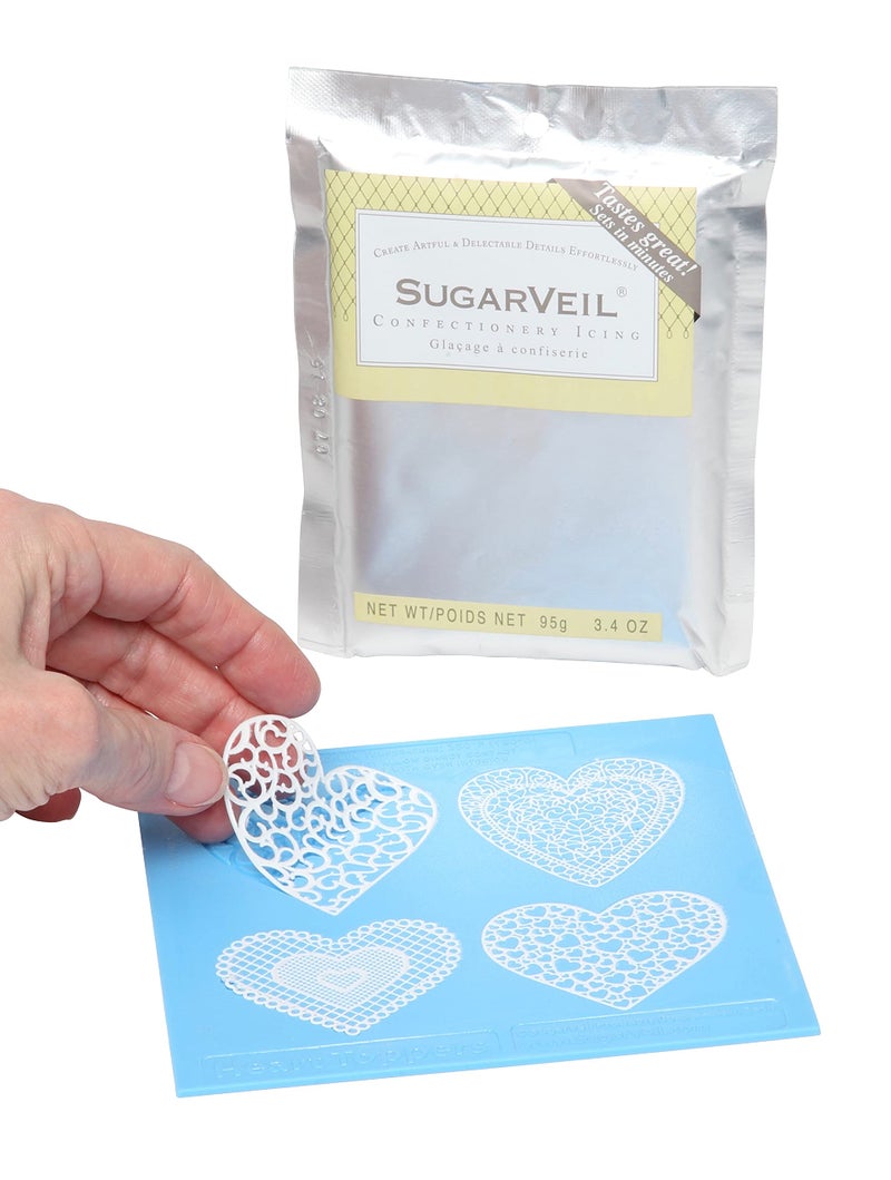 SugarVeil Heart Toppers with White SugarVeil Icing - Image 2