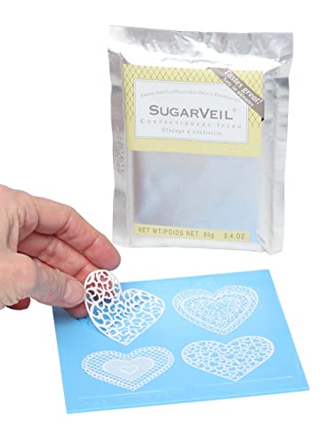 SugarVeil Heart Toppers with White SugarVeil Icing - Image 1